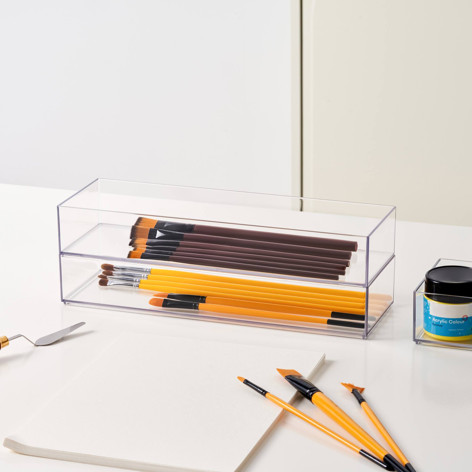 24 Pack: 12" x 4" Clear Stacking Storage Tray by Simply Tidy™